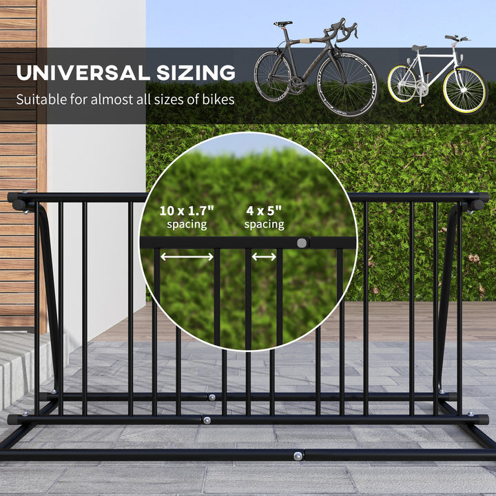 DURHAND All-Steel Bike Rack, 61" Bike Stand, 6-Bike Capacity, Dual-Side, for Garages Streets Yards Schools
