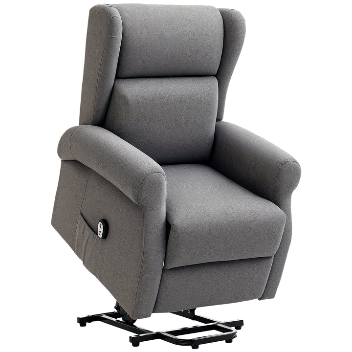 HOMCOM Wingback Lift Chair for Elderly, Power Chair Recliner with Footrest, Remote Control, Side Pockets, Grey