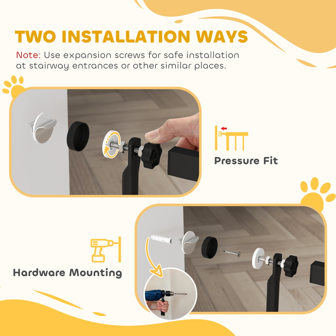 PawHut 59" Extra Tall Cat Gate, 30"-41" Pet Gate with 2.8" and 5.5" Extensions, for Doorway, Hallway, Stairway, White