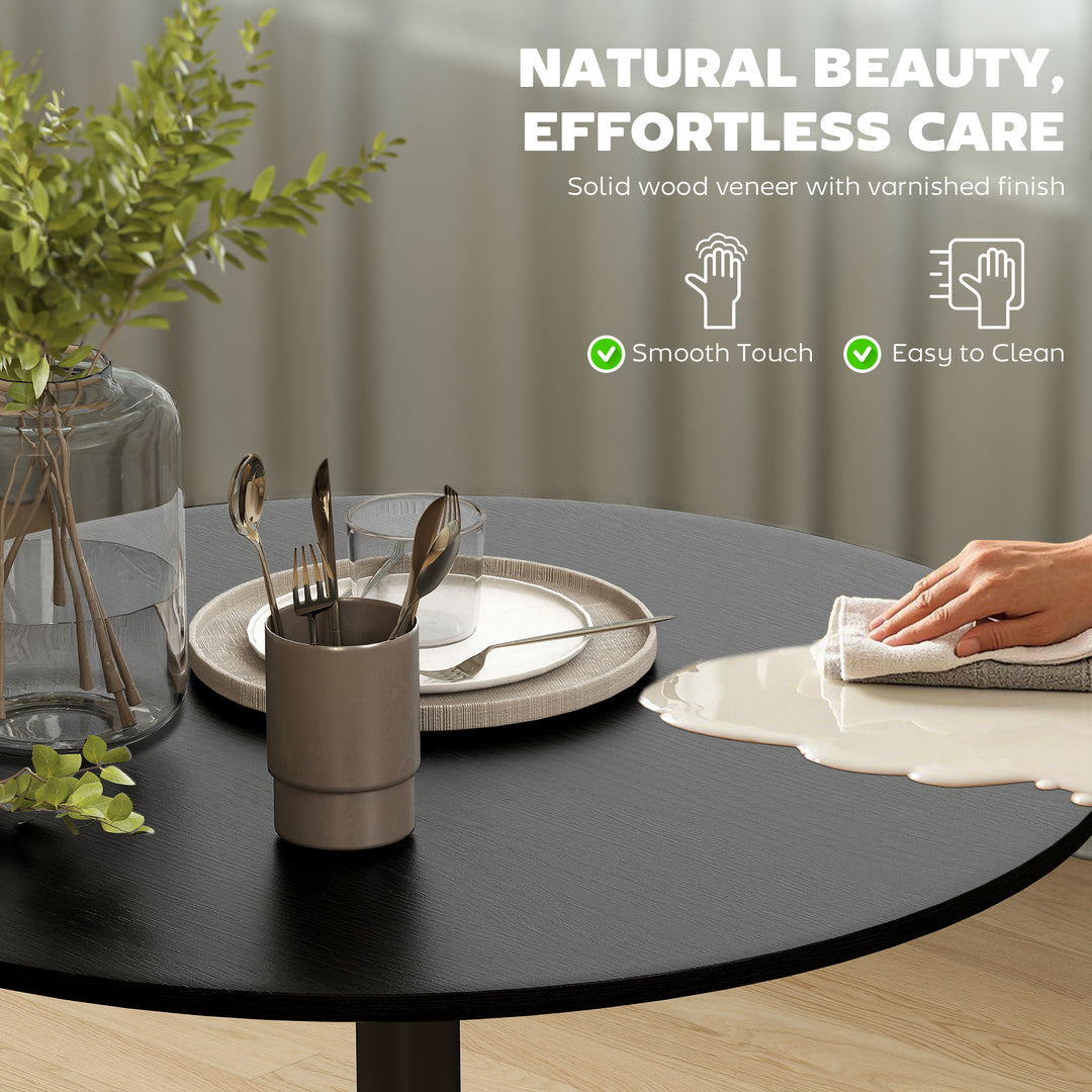 HOMCOM 27.6" Round Kitchen Table for 2, Modern Small Dining Table with Wood Veneer, Steel Base for Dining Room, Natural