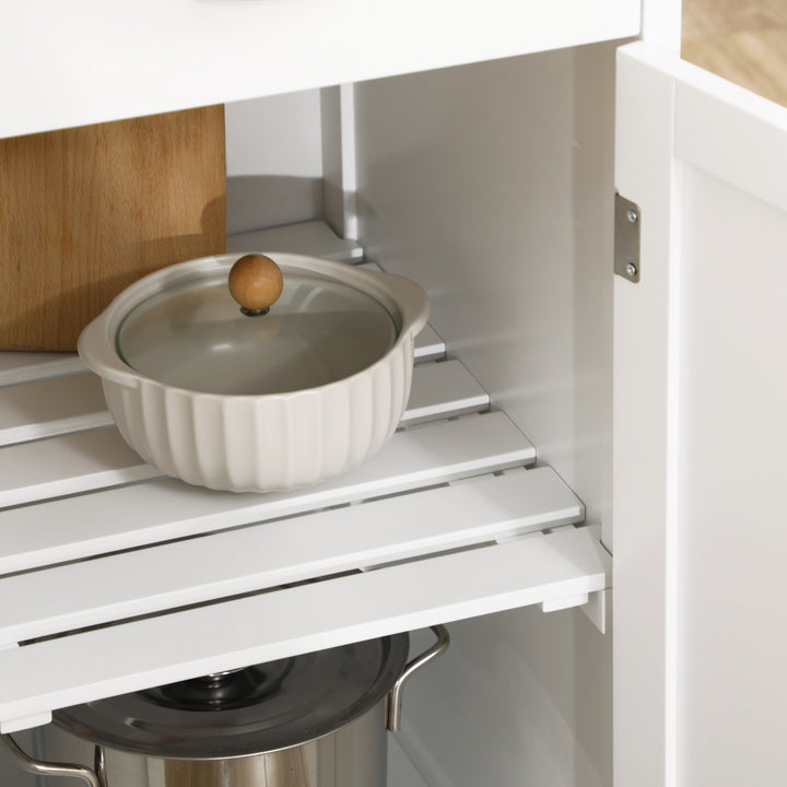 HOMCOM Rolling Kitchen Cart, Bar Cart on Wheels with Wine Rack, Drawer, Open Shelves, Cabinet and Faux Marble Top, Kitchen Island with Storage, White