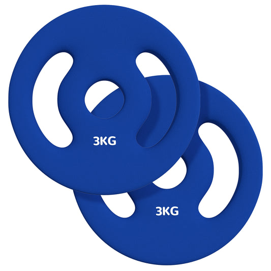 Soozier 2 x 6.6lbs Standard Weight Plates with Easy-Grip Handles, 1" Holes, for Home, Gym, Weight Lifting and Strength Training