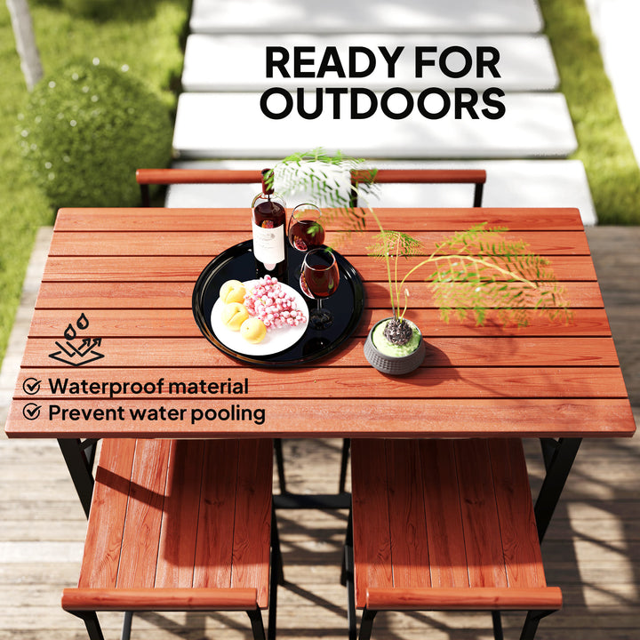 Outsunny 5 Piece Patio Bar Set with 47" Bar Height Table and 4 Bar Stools, for Backyard, Balcony, Porch, Pool, Lawn, Brown