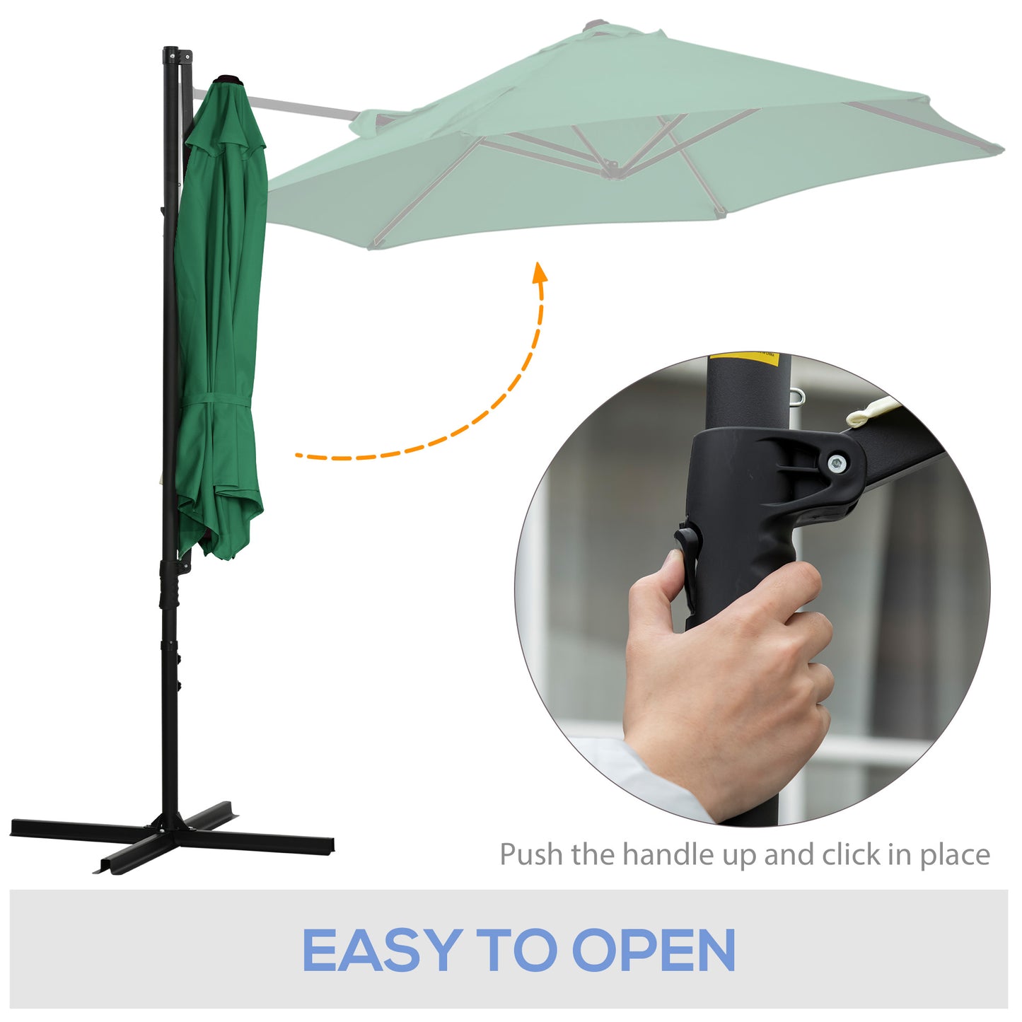 Outsunny 8.5FT Outdoor Cantilever Roma Parasol with 360Â° Rotation and Cross Base, Offset Patio Umbrella for Garden, Dark Grey