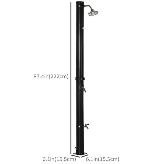 Outsunny 5.3 Gallons Solar Shower with Rotating Rainfall, Temperature Adjustment, 2 Section Outdoor Shower for Backyard, Black