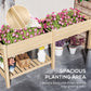 Outsunny Raised Garden Bed, Wood Planter Box with Side Table, Bottom Shelf, Bed Liners and Drainage Holes, Natural
