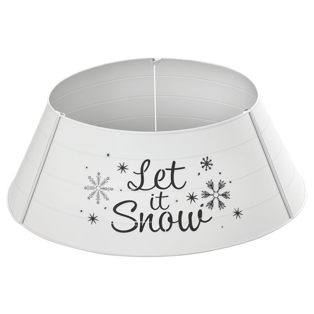 HOMCOM Metal Christmas Tree Collar, 26 Inch Round Christmas Tree Ring for Home Holiday Decoration, White