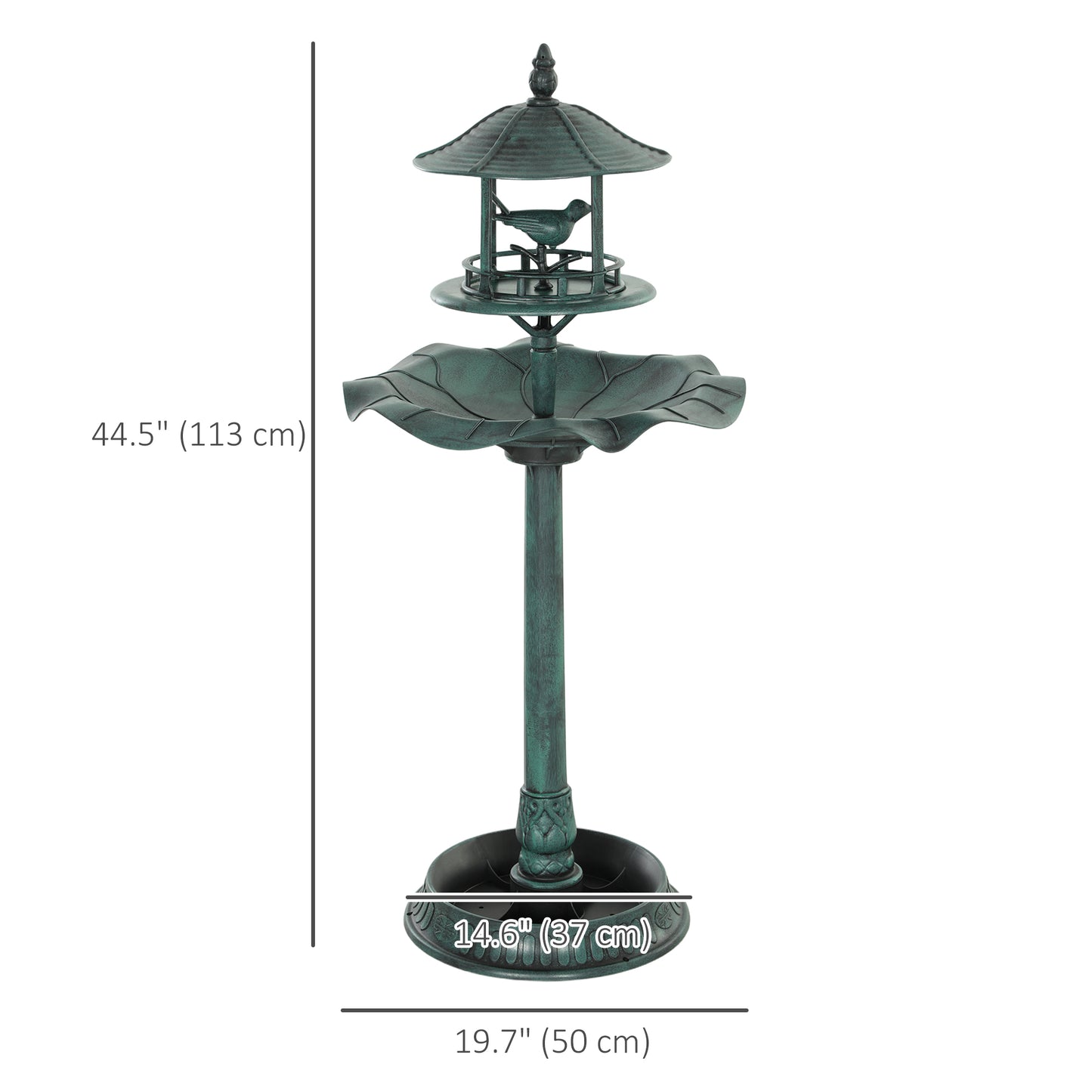 Outsunny 3-in-1 Garden Bird Bath Bowl Pedastal with Large Water Basin, Bird Feeder & Underneath Flower Planter, Green