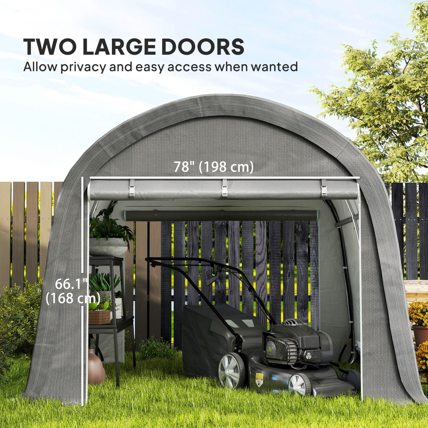 Outsunny 10' x 10' Outdoor Storage Tent, Heavy Duty and Waterproof Portable Shed for Bike, Motorcycle & Garden Tools, Light Grey