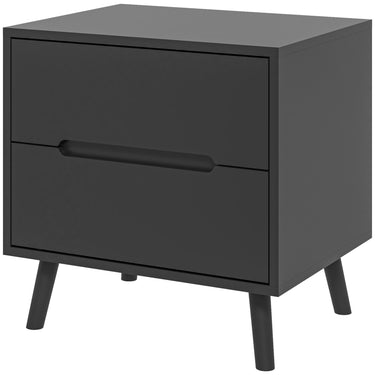 HOMCOM Modern Nightstand, Night Table with 2 Drawers, Bed End Table with Solid Wood Legs for Bedroom