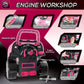 Qaba Mechanic Kids Truck Engine Toy Set, Car Service Play Set, Teal