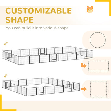 PawHut 24 Panel 24" Height Heavy Duty Dog Playpen for Small Medium Dogs, Grey