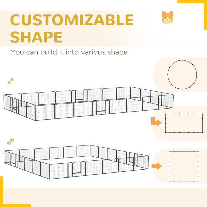 PawHut 24 Panel 24" Height Heavy Duty Dog Playpen for Small Medium Dogs, Grey