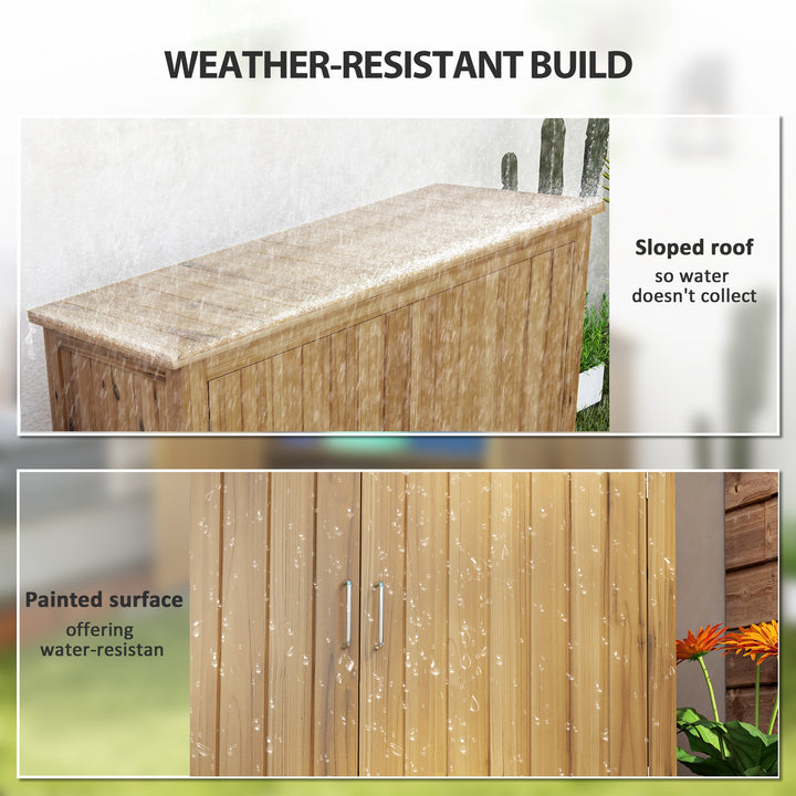 Outsunny Wooden Garden Shed, Compact Outdoor Storage Cabinet with 2 Shelves and 2 Doors for Patio, Deck, Lawn, 43" x 20" x 34"