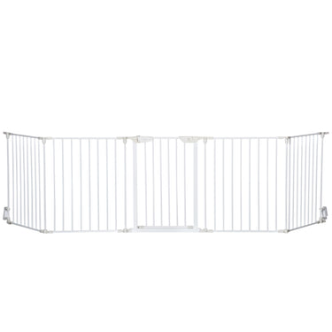 PawHut Foldable Dog Playpen Indoor for Small Medium Dogs with Door, for Stairway, Doorway, Hallway, White