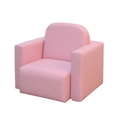 Qaba Kids Sofa, 2-in-1 Multi-Functional Toddler Table and Chair, Children Armchair Sturdy Couch for 3-9 Years Old, Pink