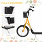 Aosom Kick Scooter with Adjustable Handlebar, Kids Scooter with 2 Brakes Basket Cupholder 16" Inflatable Rubber Tyres Pink