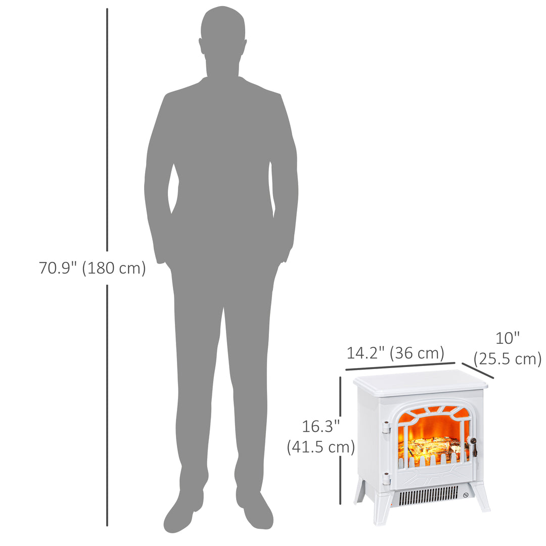 HOMCOM Freestanding Electric Fireplace Stove Heater with Realistic Flame Effect, Overheat Protection, 750W/1500W, Black