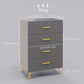 HOMCOM 3 Drawer Cabinet, Drawer Chest for Bedroom, Chest of Drawers with Aluminium Legs and Gold Handles, Dark Grey