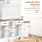 HOMCOM 71" Kitchen Buffet with Hutch, Farmhouse Style Storage Cupboard with Utility Drawer, 3 Door Cabinets and 5-tier Shelves, White
