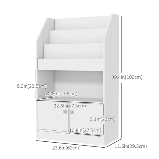 Qaba Toy Storage Organizer Shelf, Kids Bookshelf for Bedroom, Playroom, Nursery, White