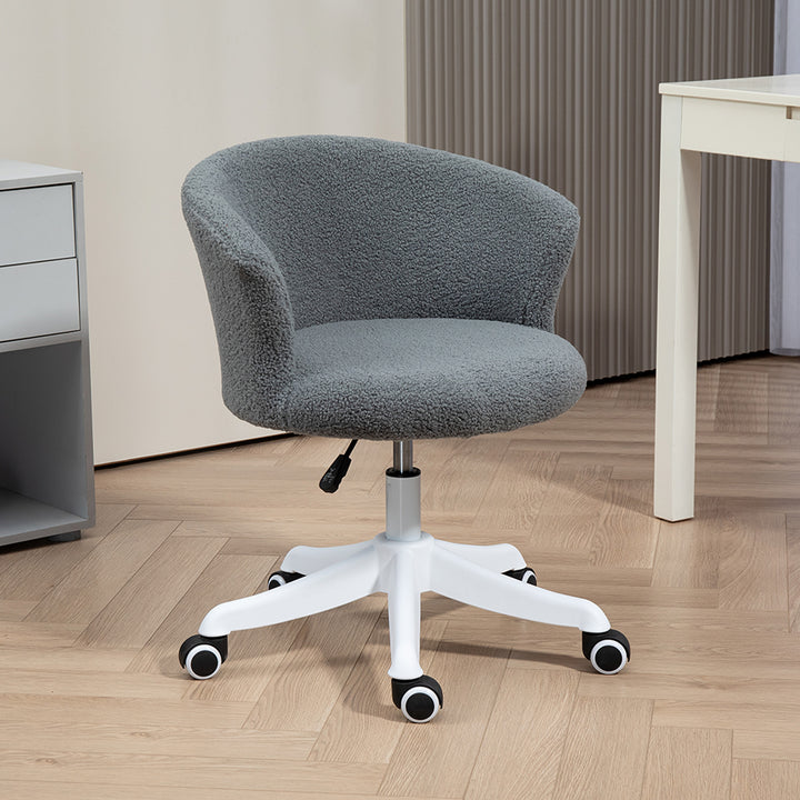 Vinsetto Armless Office Chair, Fluffy Computer Desk Chair with Adjustable Height, Swivel Wheels, Mid Back, White