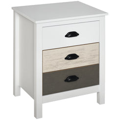 HOMCOM Accent Table Storage Cabinet with 3 Drawers Wooden Bedside Table Night Stand, Home Furniture