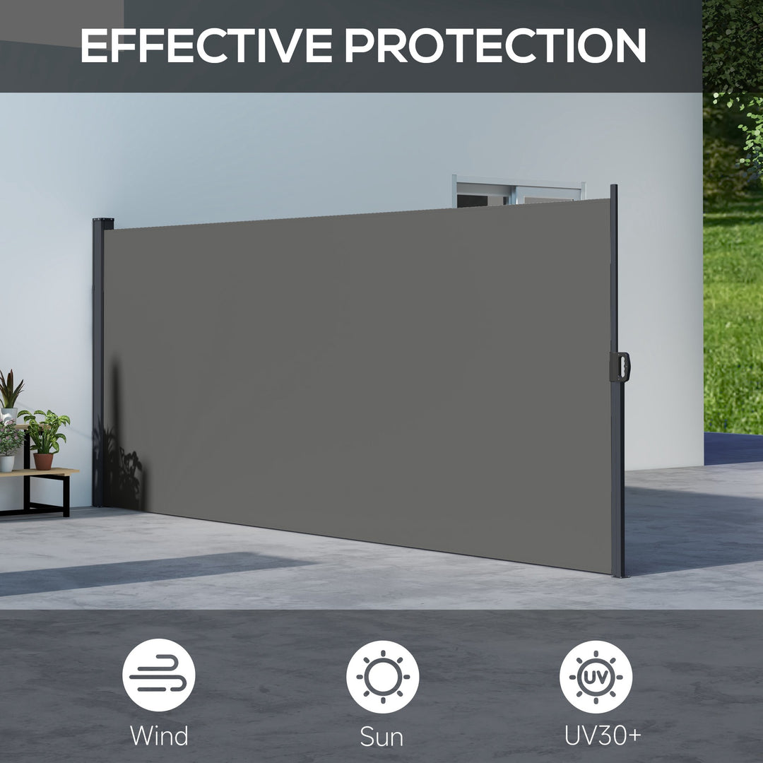 Outsunny 13' x 5' Retractable Side Awning, Outdoor Privacy Screen for Garden, Hot Tub, Balcony, Terrace, Pool, Dark Grey