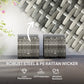 Outsunny Set of 2 Wicker Ottoman, Outdoor Footstool with Storage & Removable Cushions for Poolside, Patio, Deck, Grey