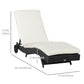 Outsunny Outdoor Adjustable Wicker Chaise Lounge Chair with Cushion & Wheels for Patio, Deck, Poolside, Sky Blue