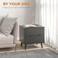 HOMCOM Bedside Table, Nightstand with 2 Drawers, Side Table with Pine Wood Legs for Bedroom, White