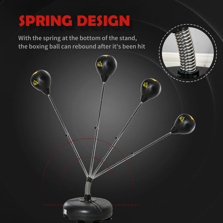 Soozier Reflex Bag with Stand, Freestanding Punching Bag Set with Speedball and Gloves, 52.4" -59.4" Adjustable Height for Home Gym Training