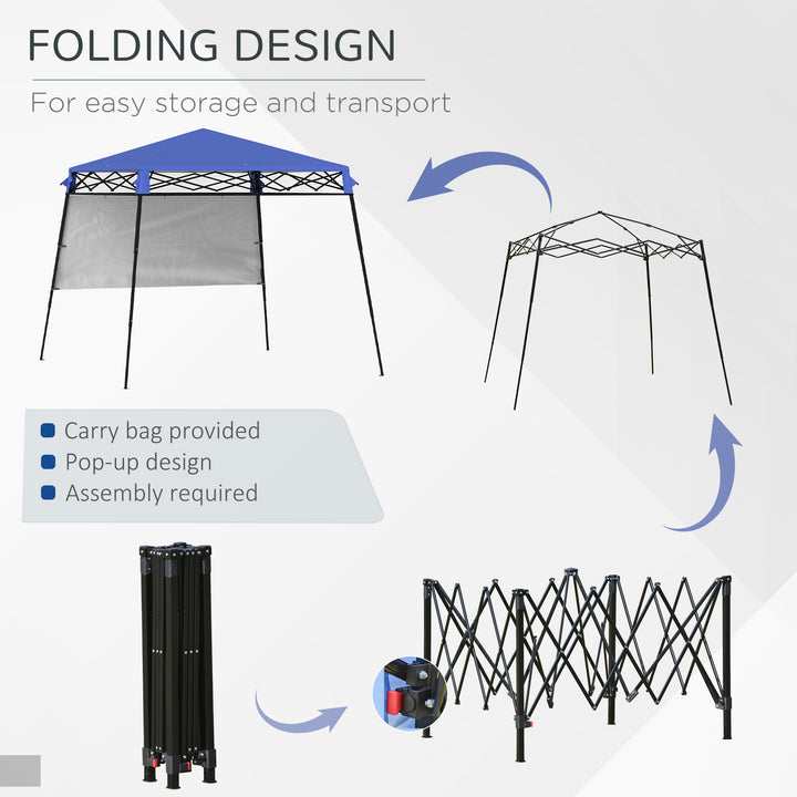 Outsunny 7' x 7' Garden Foldable Pop Up Gazebo Tent with Backpack & Adjustable Legs Outdoor Party Canopy, Blue & Black