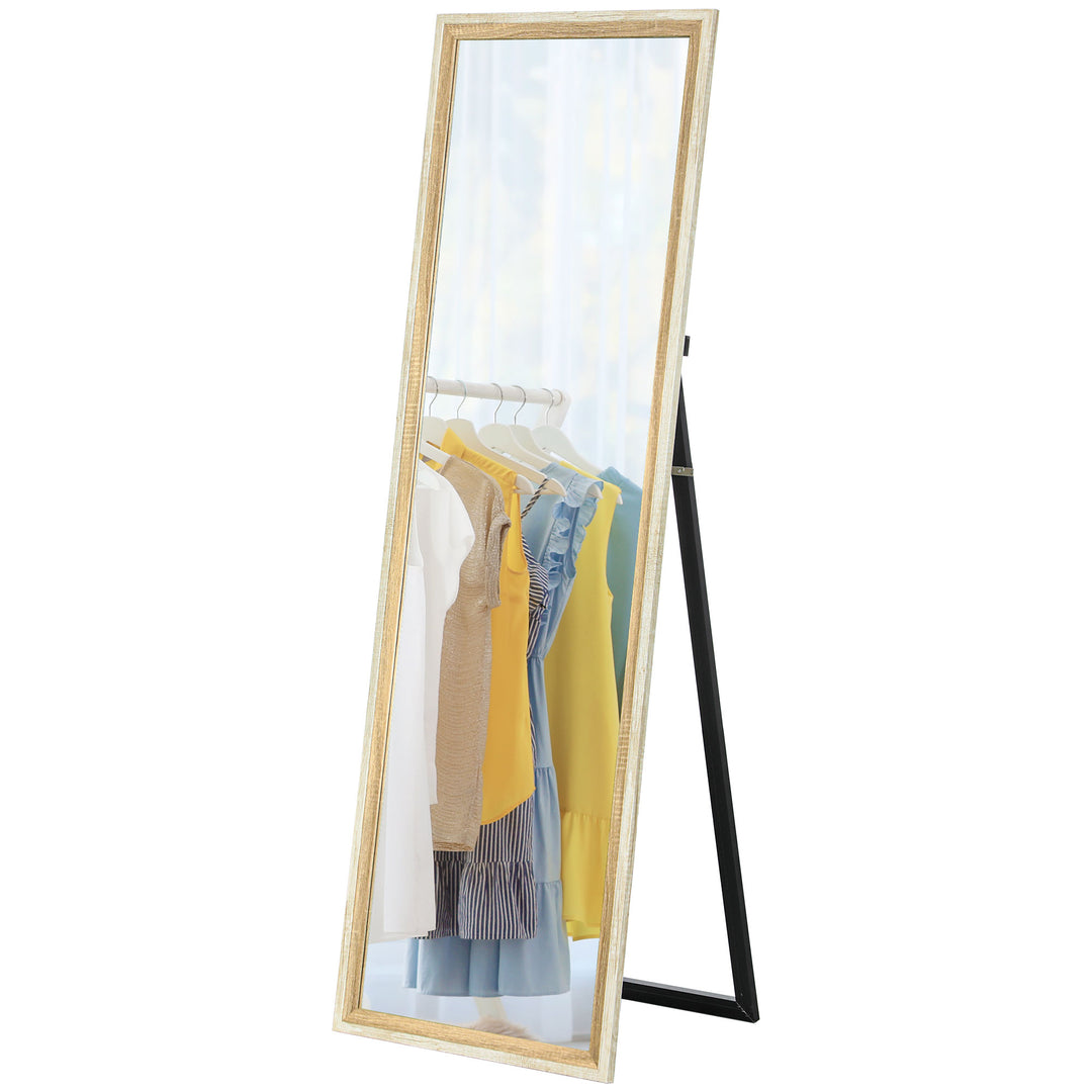 HOMCOM Floor Standing Mirror, Full Length Mirror, Free Standing, Leaning or Wall Mirror with Frame for Bedroom, Dark Wood Grain