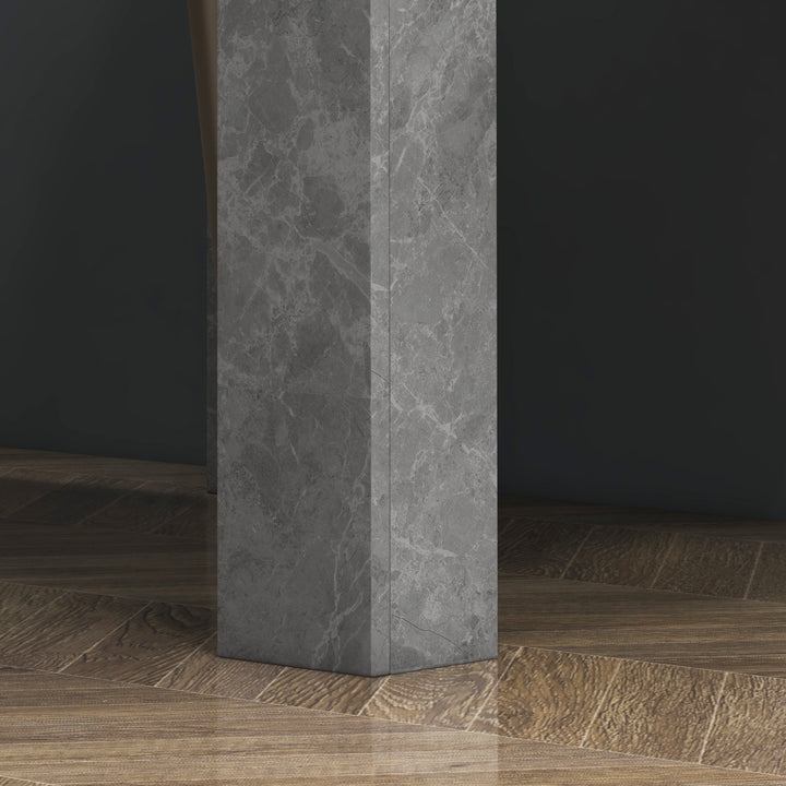 HOMCOM Square Dining Table, Modern Dining Room Table with Faux Cement Effect, Space Saving Small Kitchen Table, Cement Grey