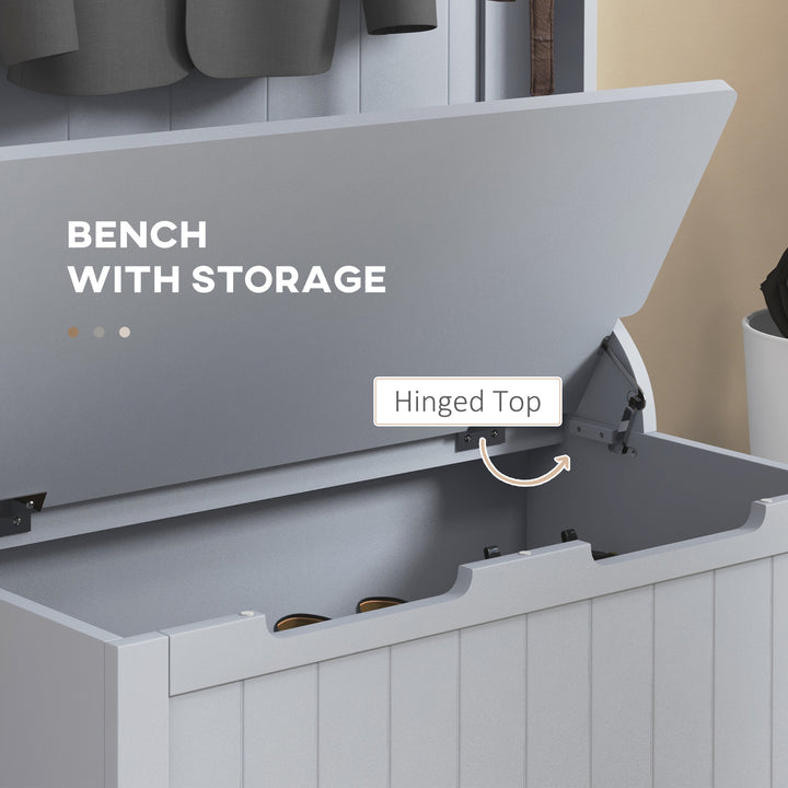 HOMCOM 3-In-1 Hall Tree with Coat Rack, Shoe Storage and Bench Seat, Entryway Bench with 4 Hooks for Hallway, Living Room, Black