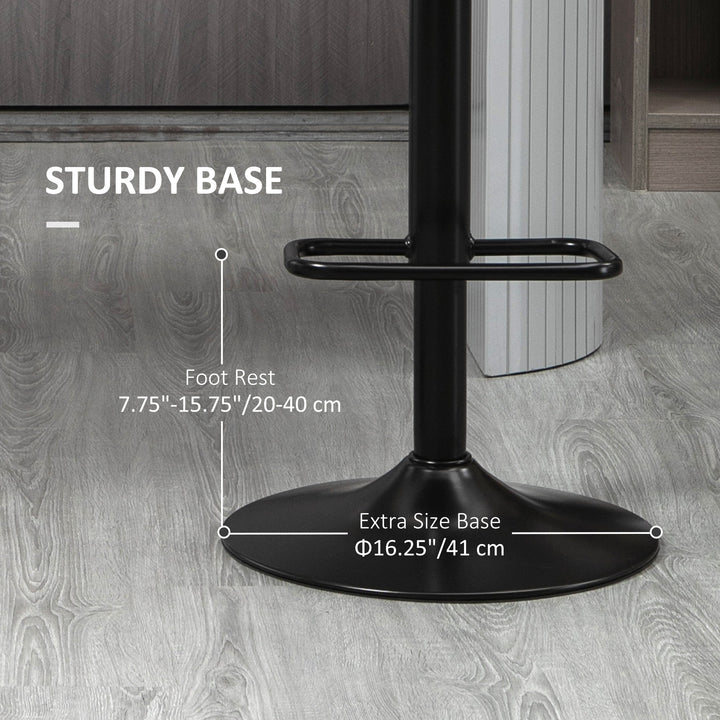 HOMCOM Swivel PU Leather Barstools Set of 2 Adjustable Bar Stools with Footrest Back for Kitchen Counter Dining Room Black