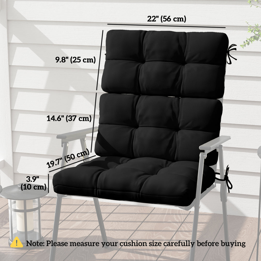 Outsunny 2-Piece Back Seat Cushion Replacement, Outdoor Patio Chair Cushions Set with Ties, Button Tufted, Navy Blue