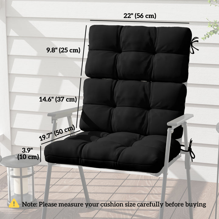 Outsunny 2-Piece Back Seat Cushion Replacement, Outdoor Patio Chair Cushions Set with Ties, Button Tufted, Navy Blue