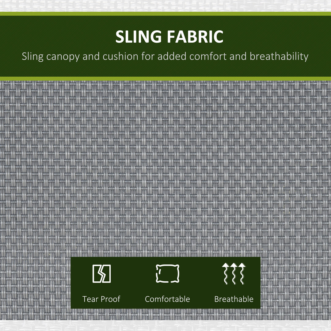 Outsunny 3-Seater Swing Chair Covered Garden Hammock A-Frame Outdoor Porch Glider Sling Seat with Adjustable Canopy Cover, Grey