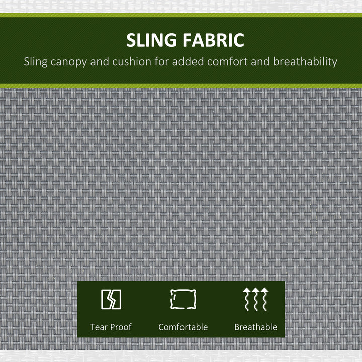 Outsunny 3-Seater Swing Chair Covered Garden Hammock A-Frame Outdoor Porch Glider Sling Seat with Adjustable Canopy Cover, Grey