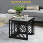 HOMCOM Nest of Tables Set of 3, Square Coffee Table Set with Metal Frame for Living Room, Bedroom, Grey