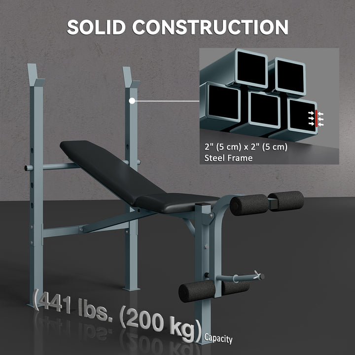 Soozier Incline Decline Weight Bench with Leg Extension and Barbell Rack, Adjustable Bench Press Weight Lifting Bench