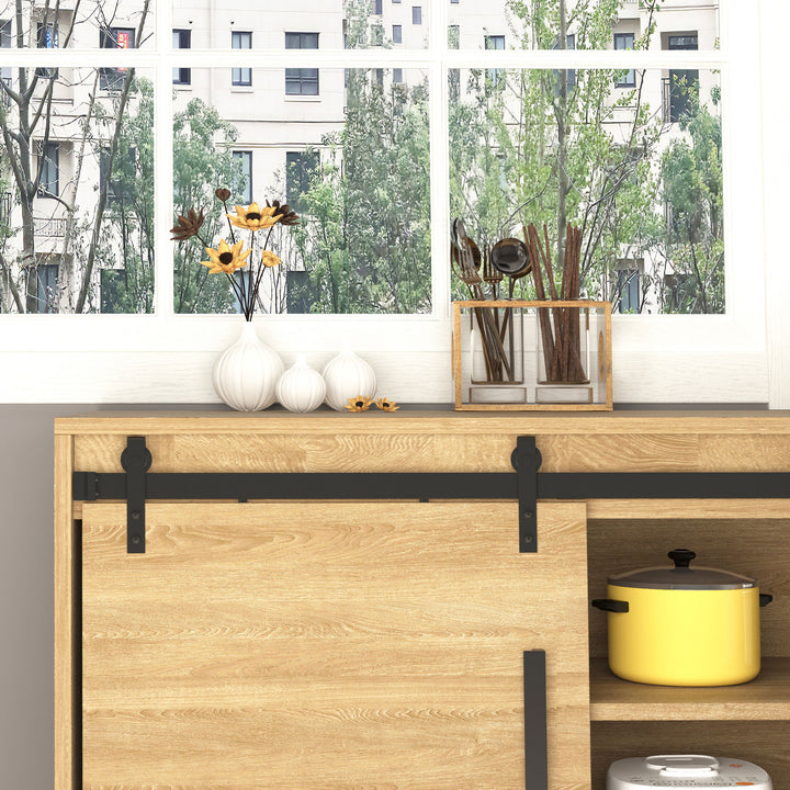 HOMCOM 6FT Mini Barn Door Hardware Kit, Sliding Barn Door Cabinet Hardware Kit for 19.7" Wide Door, Black