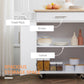 HOMCOM Rolling Kitchen Island Cart with Wood Top, Enough Storage Drawer Space with Towel Bar Rack Shelves, Portable Kitchen Utility Serving Cart Trolley on Wheels, Black