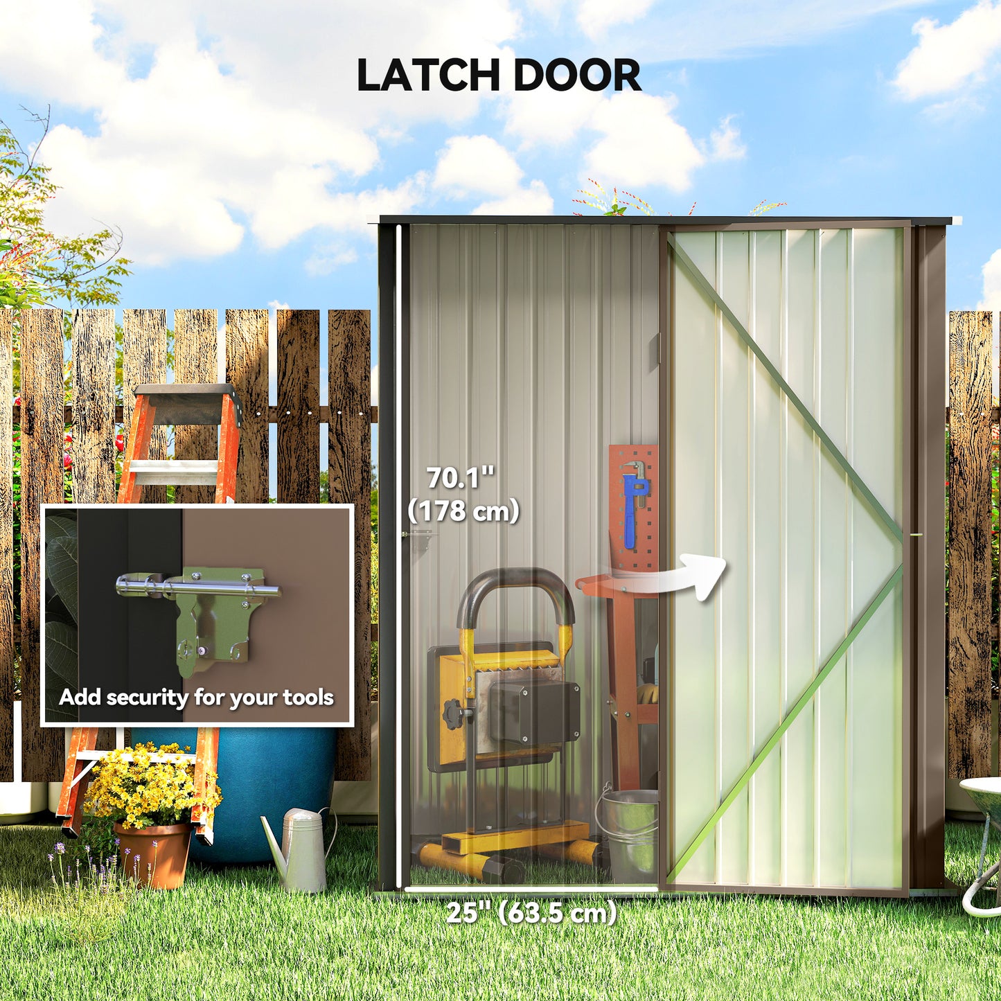 Outsunny 5' x 3' Outdoor Storage Shed, Steel Garden Shed with Single Lockable Door, Tool Storage Shed for Backyard, Brown