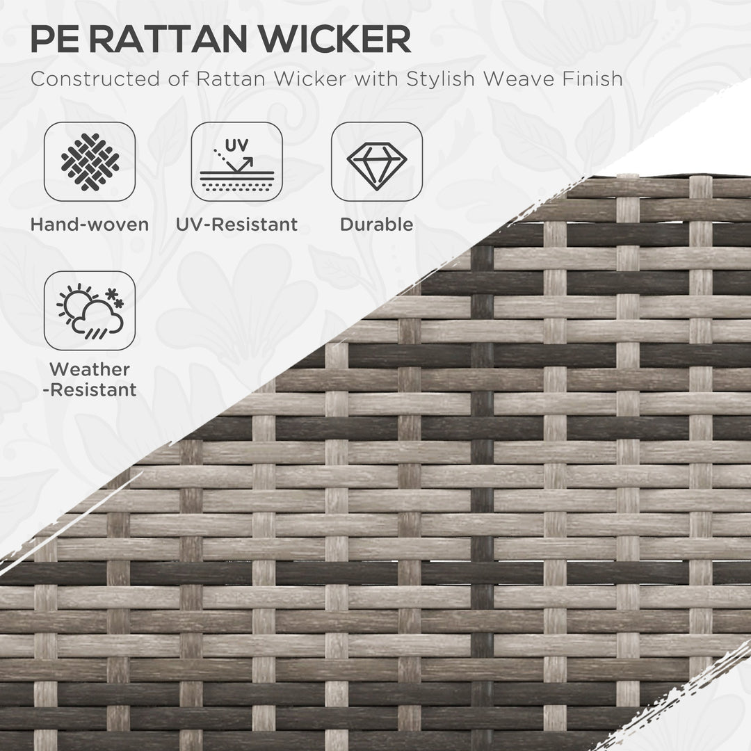 Outsunny 4 Pieces Rattan Wicker Outdoor Conversation Furniture Set w/ Corner Sofa Loveseats Coffee Table Cushions, Mixed Grey