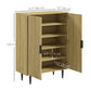 HOMCOM Entryway Shoe Cabinet with 5-Tier Shelving and Adjustable Shelves, 15 Pair Shoe Storage Organizer for Hallway, Oak