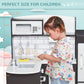 Qaba Kids Kitchen Play Cooking Toy Set for Children with Drinking Fountain, Microwave, Accessories, White