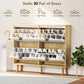 HOMCOM Narrow Shoe Cabinet, High Gloss Shoe Storage Cabinet with 4 Flip Drawers and Adjustable Shelves, Holds 20 Pairs, White